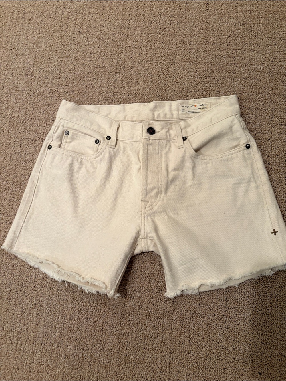 imogene + willie Cream Raw-Hem Denim Shorts - Picture 1 of 7
